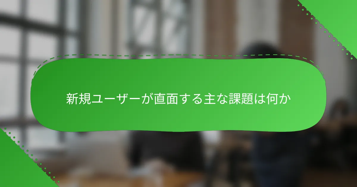 新規ユーザーが直面する主な課題は何か